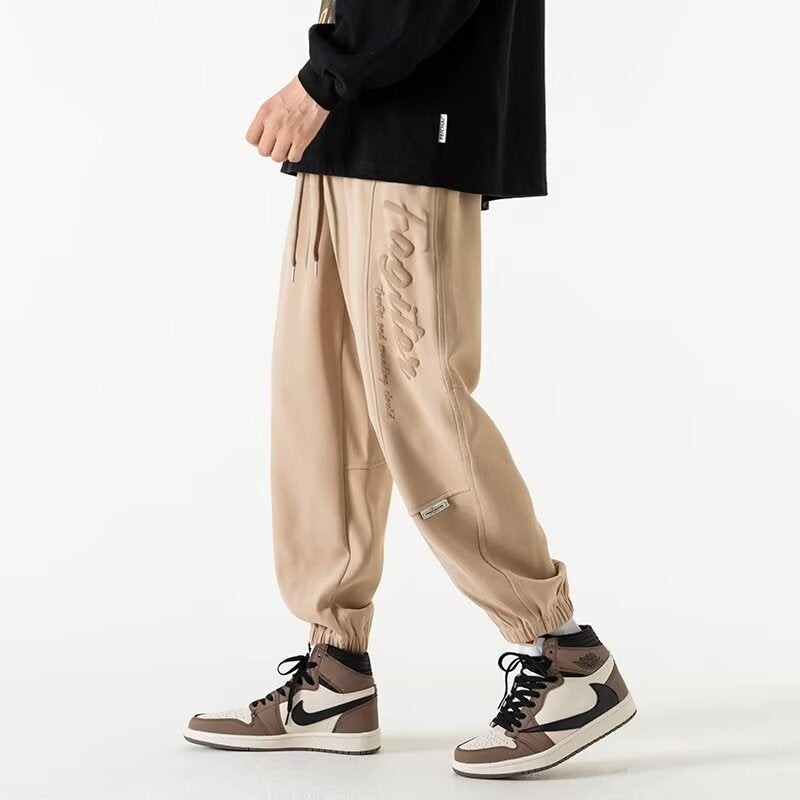 Black And Gray Letter Printed Pants Summer Men'S Loose Straight Trendy Brand Casual Pants Wide Leg Pants American High Street Ins Trend - Image 1